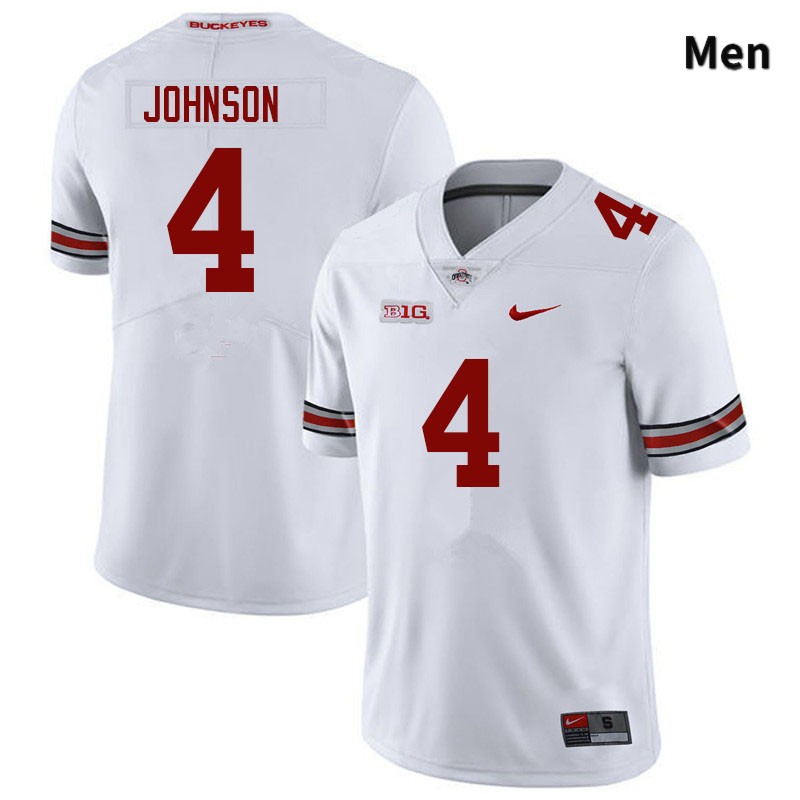 Ohio State Buckeyes JK Johnson Men's #4 White Authentic Stitched College Football Jersey